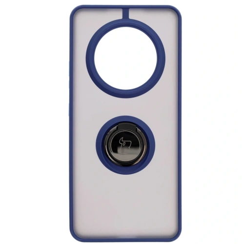 Etui z uchwytem na palec Bizon Case Hybrid Ring do Realme 14 Pro 5G przydymione z granatową ramką