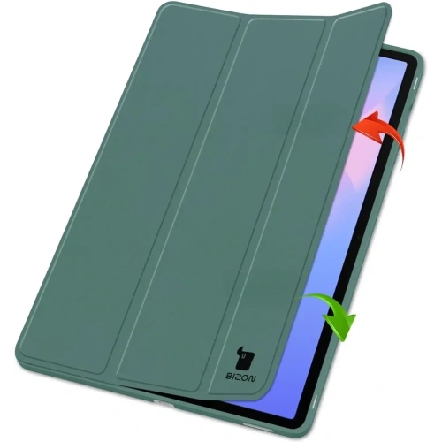 Etui z klapką Bizon Case Tab Lizard do Samsung Galaxy Tab S10 FE+ Plus ciemnozielone