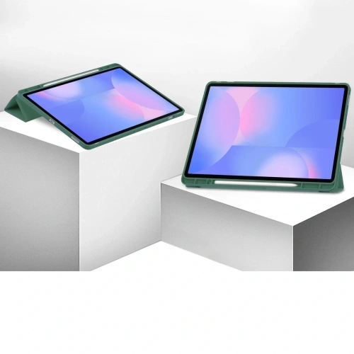 Etui z klapką Bizon Case Tab Lizard do Samsung Galaxy Tab S10 FE+ Plus ciemnozielone