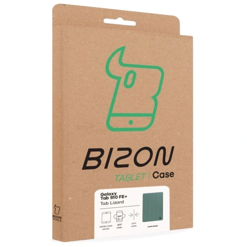 Etui z klapką Bizon Case Tab Lizard do Samsung Galaxy Tab S10 FE+ Plus ciemnozielone