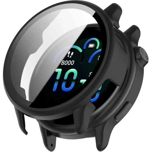 Etui ze szkłem do zegarka Bizon Case+Glass Watch do Garmin Vivoactive 6 czarne matowe