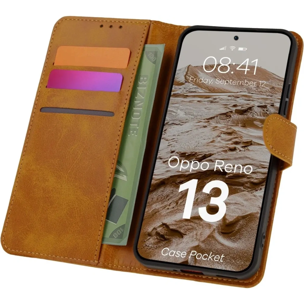 Hurtownia GSM - Etui z klapką Bizon Case Pocket do Oppo Reno13 brązowe - BIZ9358 - {ean13} - Hurt