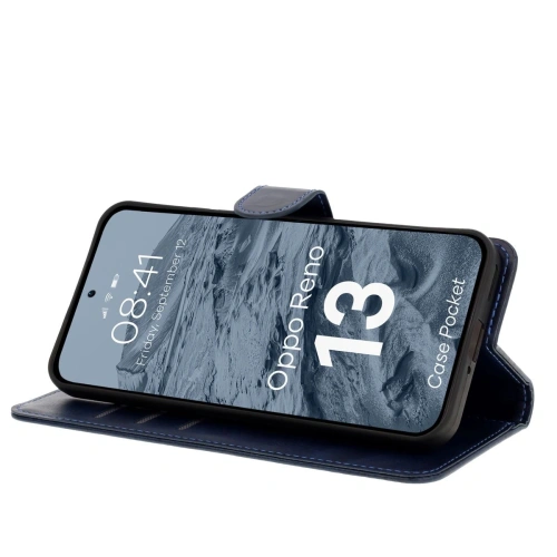 Etui z klapką Bizon Case Pocket do Oppo Reno13 granatowe