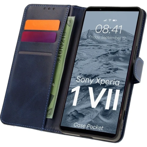 Etui z klapką Bizon Case Pocket do Xperia 1 VII granatowe