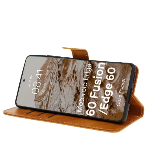 Etui z klapką Bizon Case Pocket do Motorola Edge 60 Fusion / Edge 60 brązowe