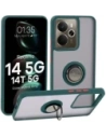 Husa Bizon Case Hybrid Ring Realme 14 5G / 14T 5G fumurie cu un cadru verde închis