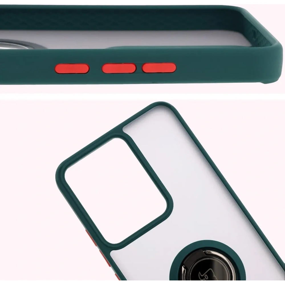 Hurtownia GSM - Husa Bizon Case Hybrid Ring Realme 14 5G / 14T 5G fumurie cu un cadru verde închis - BIZ9372 - {ean13} - Hurt