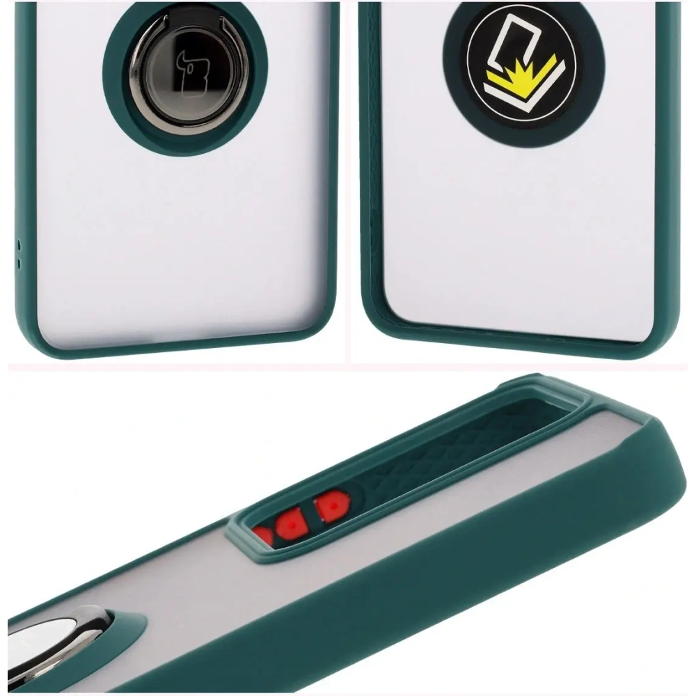 Hurtownia GSM - Bizon Case Hybrid Ring Realme 14 5G / 14T 5G rauchig mit einem dunkelgrünen Rahmen - BIZ9372 - {ean13} - Hurt