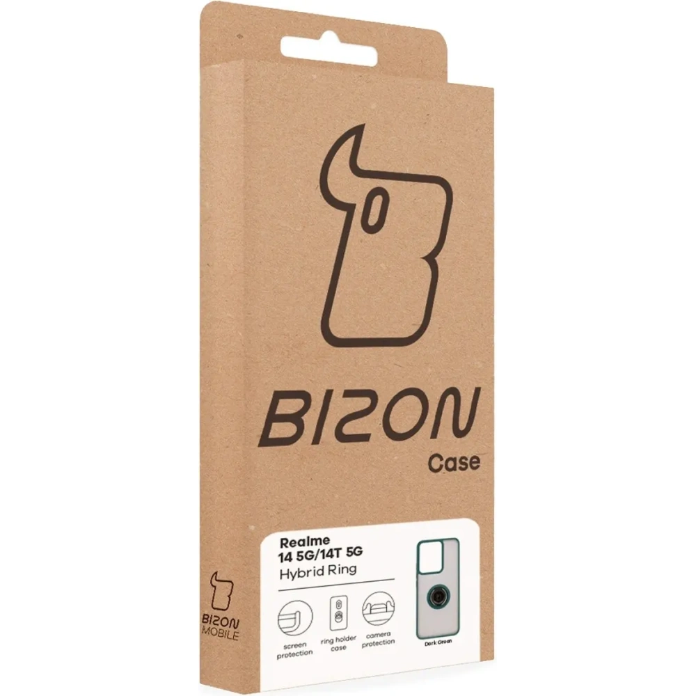 Hurtownia GSM - Husa Bizon Case Hybrid Ring Realme 14 5G / 14T 5G fumurie cu un cadru verde închis - BIZ9372 - {ean13} - Hurt