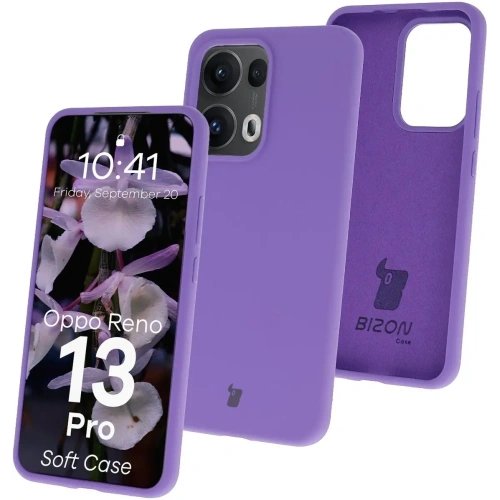 Silikonowe etui Bizon Soft Case do Oppo Reno13 Pro fioletowe