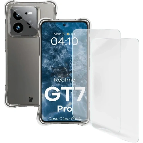 Etui + 2x folia na ekran Bizon Case Clear Pack do Realme GT 7 Pro