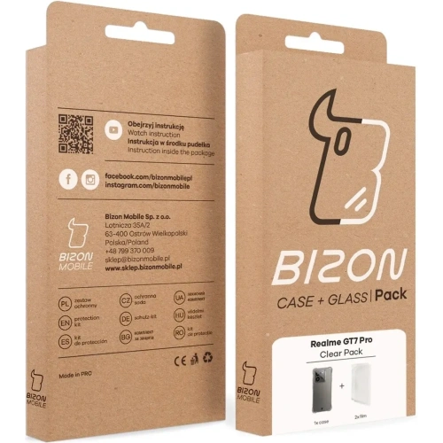 Etui + 2x folia na ekran Bizon Case Clear Pack do Realme GT 7 Pro