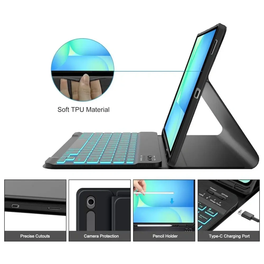 Hurtownia GSM - Tech-Protect SmartCase Pen + Tastatură Samsung Galaxy Tab S10 FE+ Plus 13.1 X620 / X626b Negru - THP4229 - {ean13} - Hurt