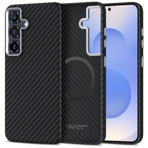 Etui Tech-Protect Ion Carbon MagSafe Samsung Galaxy S25 black/silver