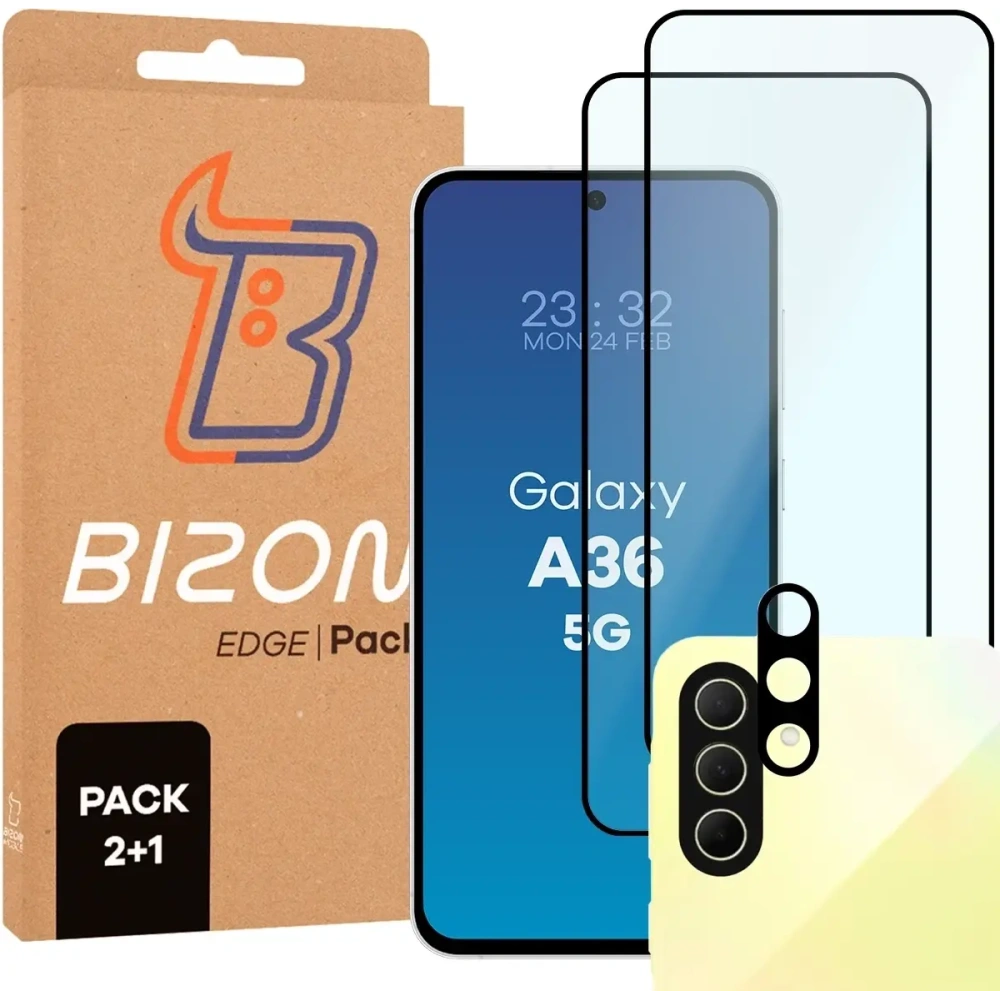 Hurtownia GSM - Bizon Edge 2 Pack 2x gehärtetes Glas + Linsenschutz für Samsung Galaxy A36 5G - BIZ9406 - {ean13} - Hurt