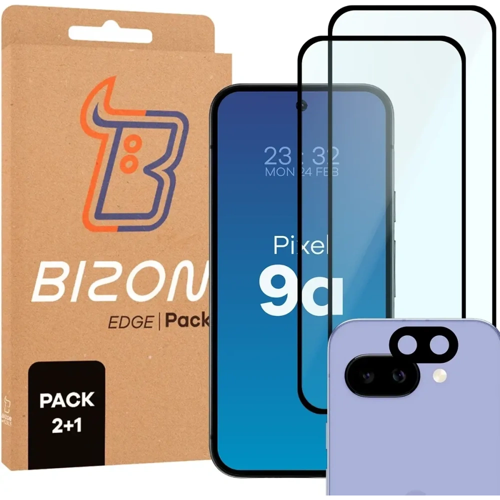 Hurtownia GSM - Bizon Edge 2 Pack 2x gehärtetes Glas + Linsenschutz Pixel 9a - BIZ9407 - {ean13} - Hurt