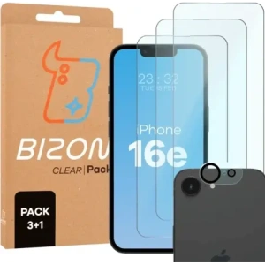 Hurtownia GSM - Bizon Glas Klar 2er-Pack 3x gehärtetes Glas + Linsenschutz für Apple iPhone 16e - BIZ9412 - {ean13} - Hurt
