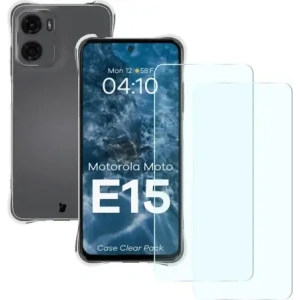 Hurtownia GSM - Bizon Case Clear Pack Hülle + 2x Displayschutzglas Motorola Moto E15 - BIZ9415 - {ean13} - Hurt