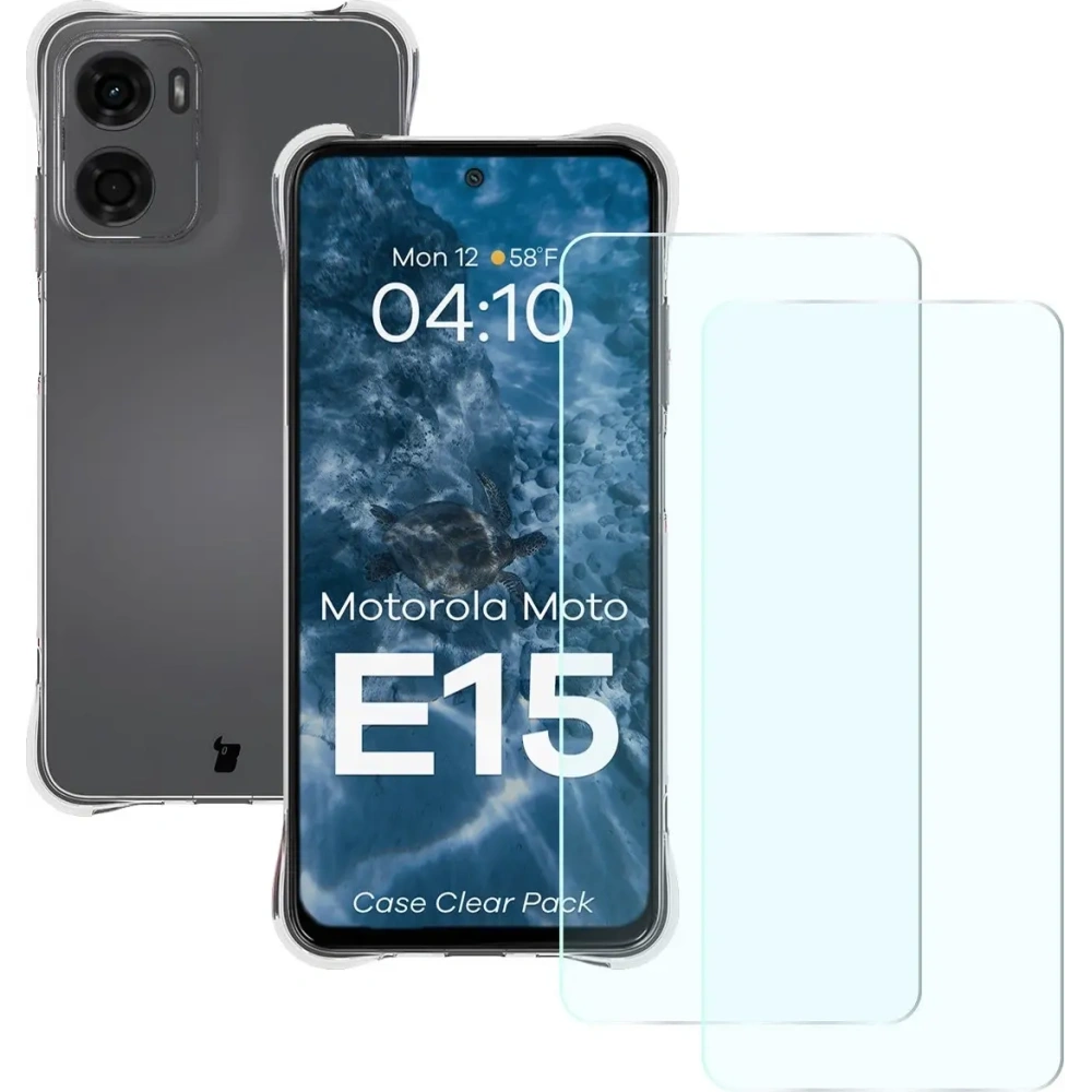 Hurtownia GSM - Bizon Case Clear Pack Hülle + 2x Displayschutzglas Motorola Moto E15 - BIZ9415 - {ean13} - Hurt