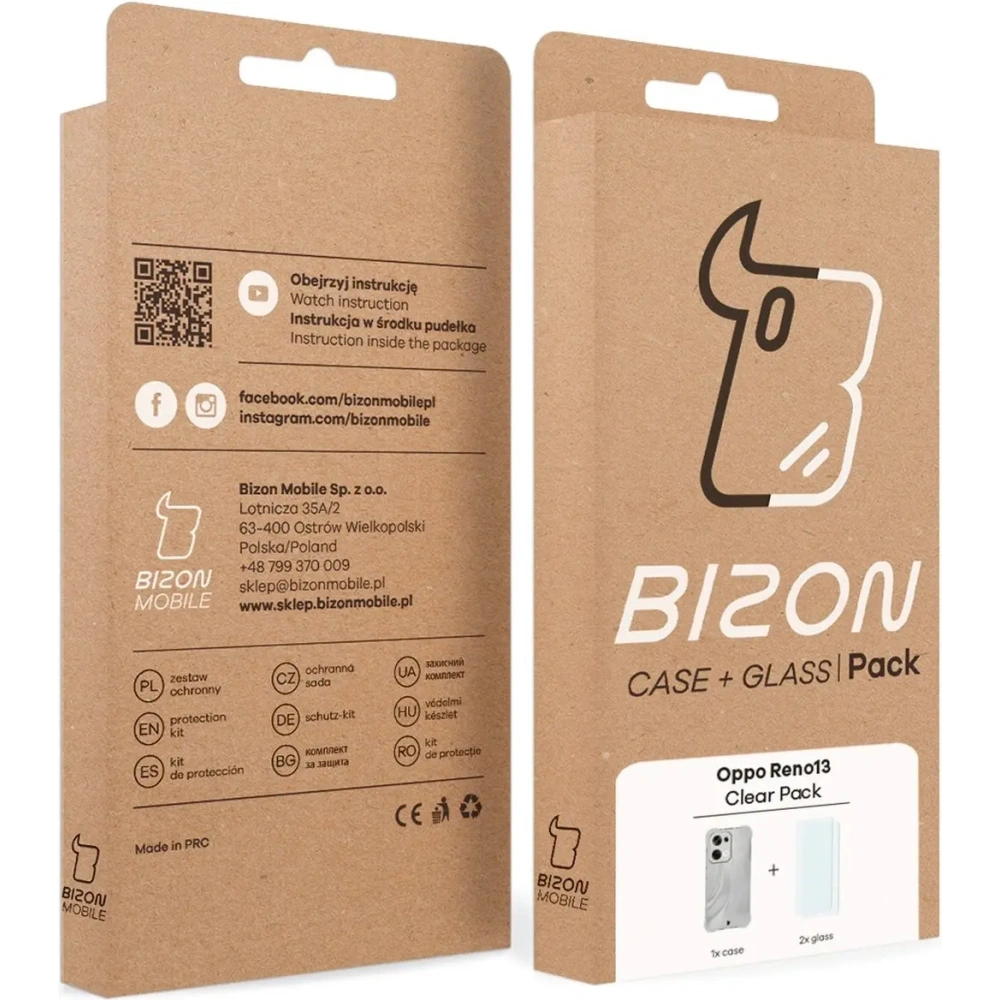 Hurtownia GSM - Husa Bizon Case Clear Pack + 2x sticlă de protecție pentru Oppo Reno13 - BIZ9416 - {ean13} - Hurt