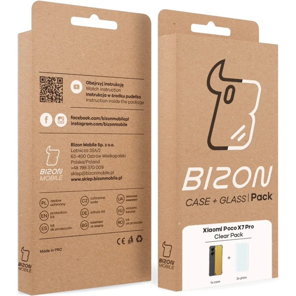 Hurtownia GSM - Carcasă Bizon Case Clear Pack + 2x sticlă de protecție pentru ecran Xiaomi POCO X7 Pro - BIZ9417 - {ean13} - Hurt
