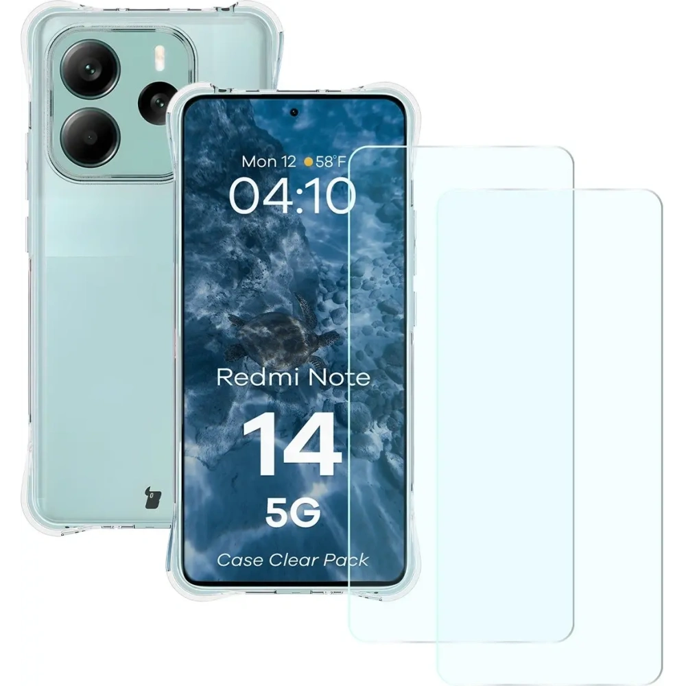 Hurtownia GSM - Bizon Case Clear Pack Hülle + 2x Displayschutzglas für Xiaomi Redmi Note 14 5G - BIZ9418 - {ean13} - Hurt