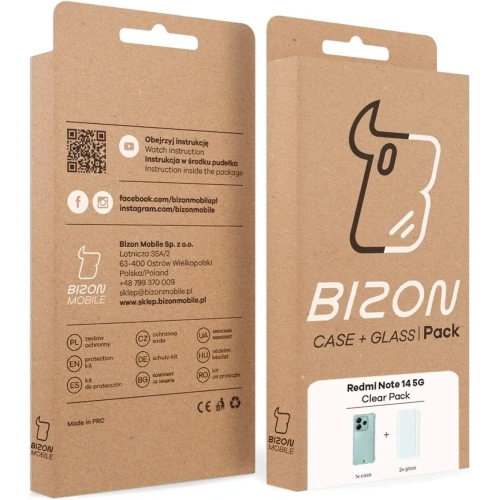 Etui + 2x szkło na ekran Bizon Case Clear Pack do Xiaomi Redmi Note 14 5G
