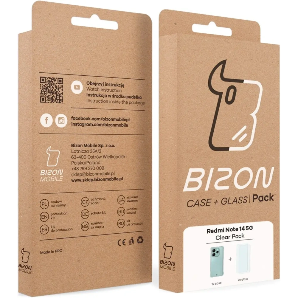 Hurtownia GSM - Bizon Case Clear Pack Hülle + 2x Displayschutzglas für Xiaomi Redmi Note 14 5G - BIZ9418 - {ean13} - Hurt