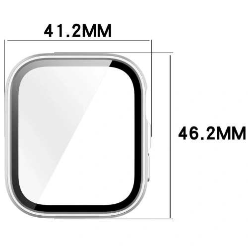 Etui ze szkłem do zegarka Bizon Case+Glass Watch do Huawei Watch Fit 4 satynowo srebrne