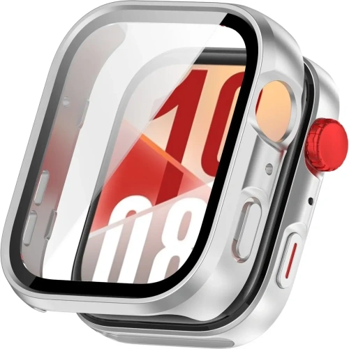 Etui ze szkłem do zegarka Bizon Case+Glass Watch do Huawei Watch Fit 4 satynowo srebrne