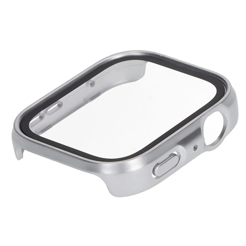 Etui ze szkłem do zegarka Bizon Case+Glass Watch do Huawei Watch Fit 4 satynowo srebrne