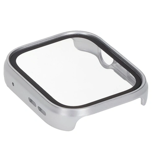 Etui ze szkłem do zegarka Bizon Case+Glass Watch do Huawei Watch Fit 4 satynowo srebrne