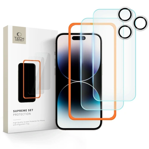Szkło hartowane Tech-Protect Supreme Set Apple iPhone 16 Pro Max Clear [3 PACK] - iPhone 16 Pro Max - Tech-Protect