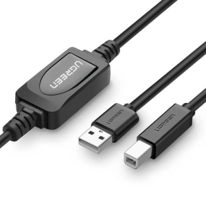 Aktivní USB 2.0 A-B kabel UGREEN US122 pro tiskárnu, 10m (černý)