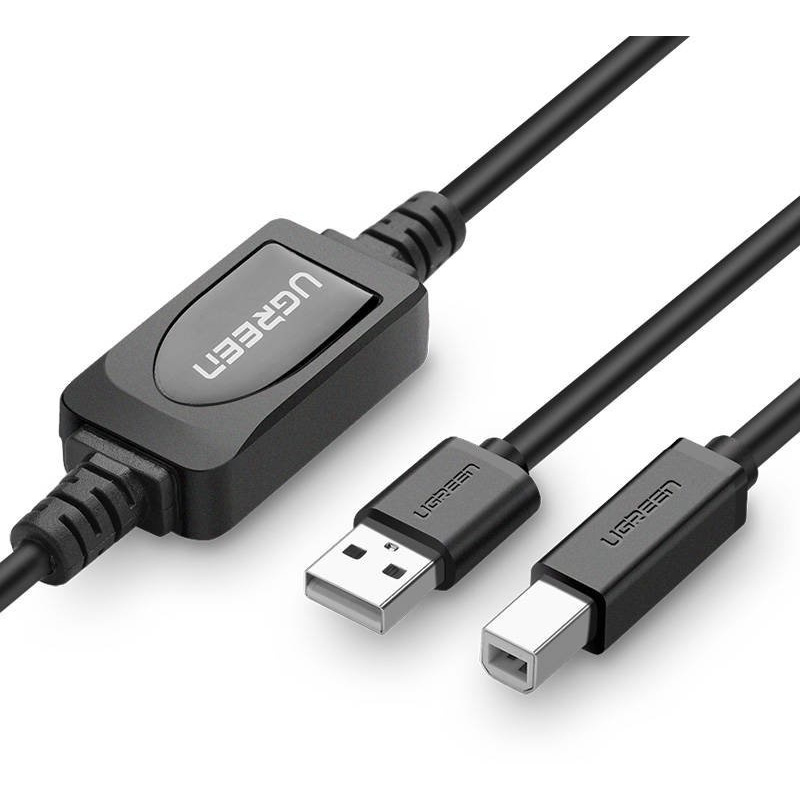 Hurtownia Ugreen - 6957303813742 - UGR407BLK - Aktywny kabel USB 2.0 A-B UGREEN US122 do drukarki, 10m (czarny) - B2B homescreen
