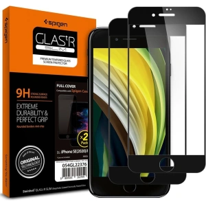 Szkło hartowane Spigen GLAS.tR Slim Apple iPhone SE 2022/SE 2020/8/7 Black [2 PACK]