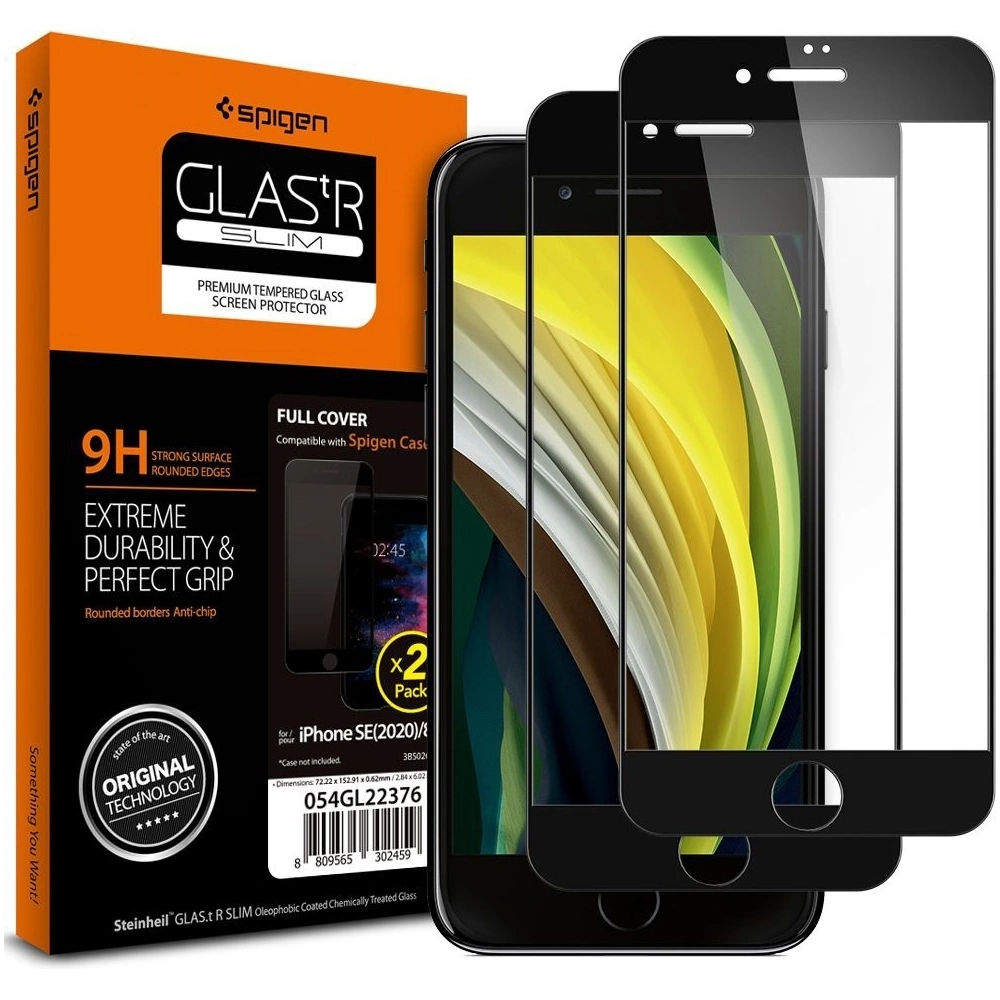 Hurtownia GSM - Tvrzené sklo Spigen GLAS.tR Slim Apple iPhone SE 2022/SE 2020/8/7 černé [2 PACK] - SPN1160BLK - {ean13} - Hurt