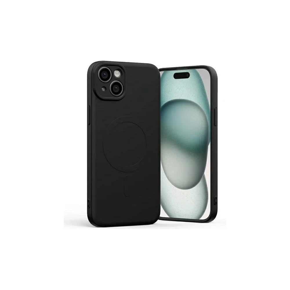 Wholesale Mercury MagSafe Semi-Silicone Case Apple iPhone 15 Plus black - MCR194 - {ean13} - Hurt