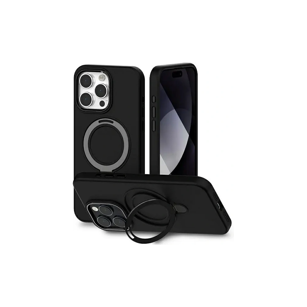 Wholesale Mercury MagSafe Stand Silicone Case Apple iPhone 15 Plus black - MCR326 - {ean13} - Hurt