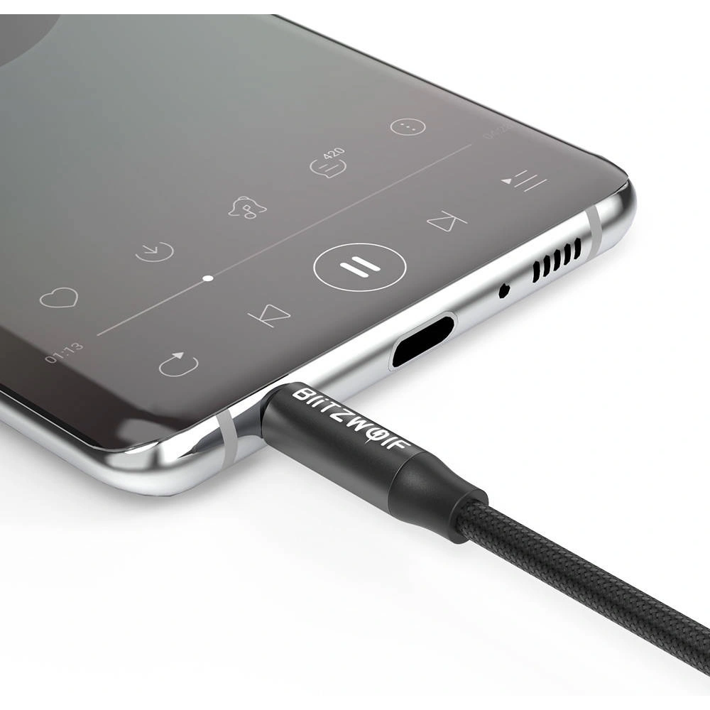 Hurtownia GSM - Kabel mini jack 3,5mm AUX Blitzwolf BW-AA1, 1m (černý) - BLZ247BLK - {ean13} - Hurt