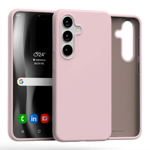 Etui Mercury Silicone do Samsung Galaxy S25 różowo-piaskowy