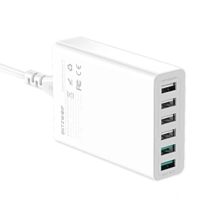 Hurtownia GSM - Ładowarka 6x USB Blitzwolf BW-S15, QC 3.0, 60W (biały) - BLZ255WHT - {ean13} - Hurt
