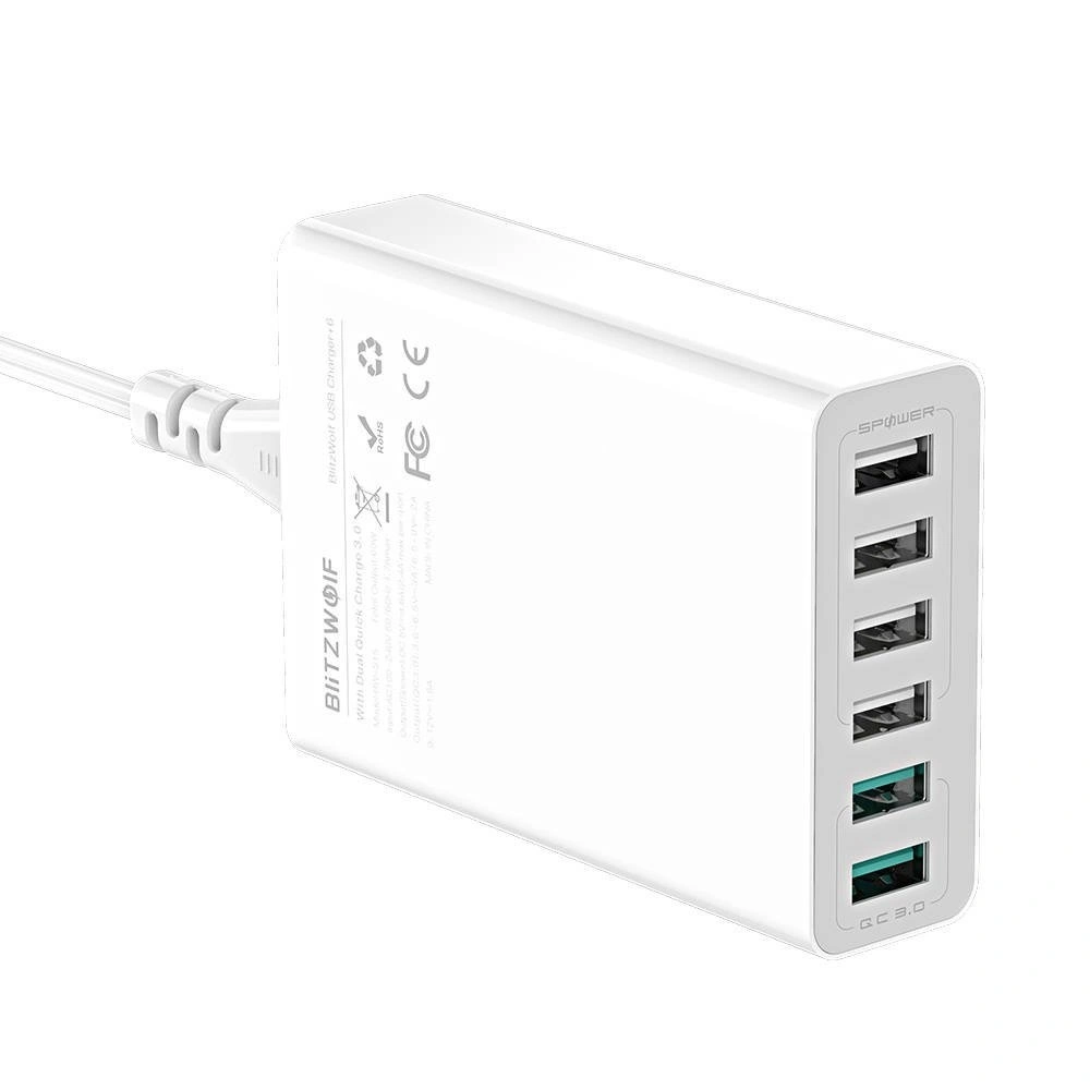 Hurtownia GSM - Nabíječka 6x USB Blitzwolf BW-S15, QC 3.0, 60W (bílá) - BLZ255WHT - {ean13} - Hurt