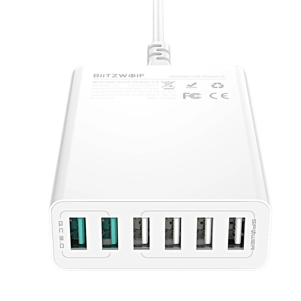 Hurtownia GSM - Nabíječka 6x USB Blitzwolf BW-S15, QC 3.0, 60W (bílá) - BLZ255WHT - {ean13} - Hurt