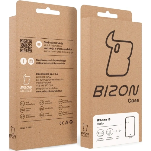Etui Bizon Case Halo do Apple iPhone 16 przydymione-czarne