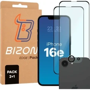 Hurtownia GSM - Bizon Edge 2 Pack 2x gehärtetes Glas + 1x Linsenschutz für Apple iPhone 16e - BIZ9435 - {ean13} - Hurt