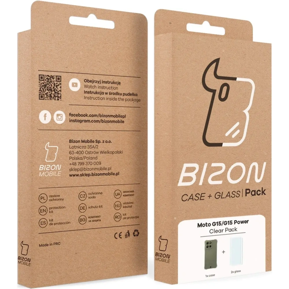 Hurtownia GSM - Bizon Case Clear Pack pouzdro + 2x tvrzené sklo Motorola Moto G15 / G15 Power - BIZ9439 - {ean13} - Hurt