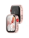 Etui ze szkłem do zegarka Bizon Case+Glass Watch do Huawei Watch Fit 4 satynowo różowe