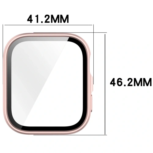 Etui ze szkłem do zegarka Bizon Case+Glass Watch do Huawei Watch Fit 4 satynowo różowe