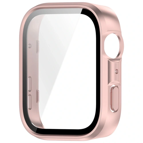 Etui ze szkłem do zegarka Bizon Case+Glass Watch do Huawei Watch Fit 4 satynowo różowe